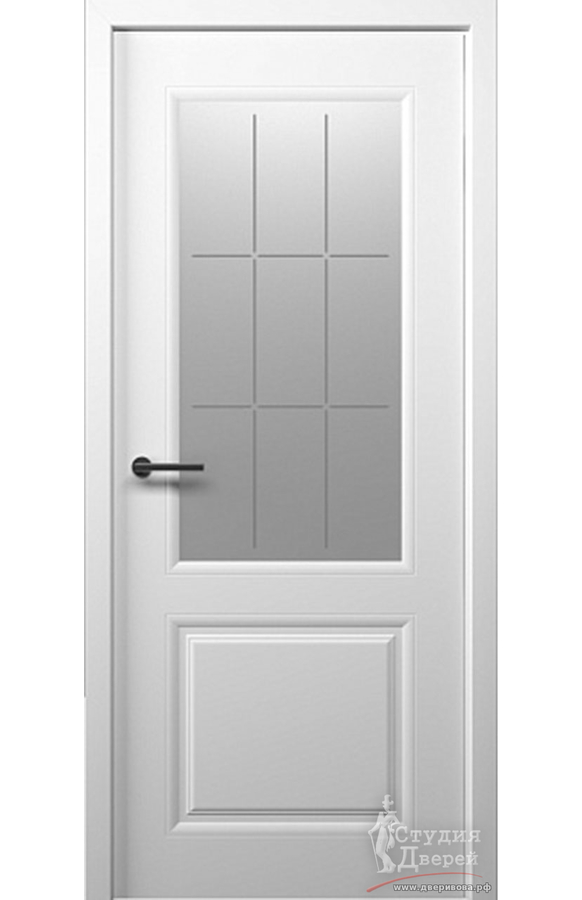 Полотно дверное ПО Стиль 1 Эмаль белый, стекло топаз (фрезеровка под замок)